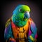 Realistic lifelike parrot bird in fluorescent electric highlighters ultra-bright neon outfits