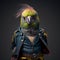 Realistic lifelike parrot bird in punk rock rockstar leather outfits, surreal surrealism, Generative AI