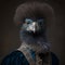 Realistic lifelike peacock in renaissance regal medieval noble royal outfits, commercial, editorial advertisement
