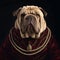 Realistic lifelike Shar Pei dog puppy in renaissance regal medieval noble royal outfits