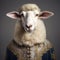 Realistic lifelike sheep lamb in renaissance regal medieval noble royal outfits, commercial