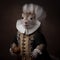 Realistic lifelike squirrel in renaissance regal medieval noble royal outfits. 18th-century historical. generative ai