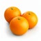 Realistic Lifelike Three Oranges On White Background