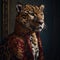 Realistic lifelike tiger in renaissance regal medieval noble royal outfits. 18th-century historical. generative ai