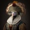 Realistic lifelike turkey in renaissance regal medieval noble royal outfits, commercial, editorial advertisement