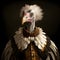 Realistic lifelike vulture bird in renaissance regal medieval noble royal outfits