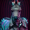 Realistic lifelike zebra in disco neon glitter bright outfits, surreal surrealism, Generative AI