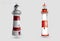 Realistic lighthouse in the night sky background. Vector illustration EPS10. The light effect of a lighthouse isolated