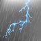 Realistic lightning with rain. EPS 10