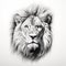Realistic Lion Portrait Tattoo Drawing On White Background