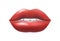Realistic lips. 3D human mouth. Woman face part. Female bright shiny makeup, red lipstick or lipgloss color template