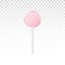 Realistic lollipop in pastel pink color. Vector isolated transparent clipart with one light candy on a stick