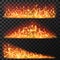 Realistic long fire. Horizontal bright flames and flare sparks for burning effect. Bonfire blaze elements for banners
