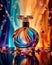 Realistic luxury oval-shaped elegant perfume bottle on an attractive colorful 3D abstract blurry background. AI generated.