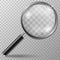 Realistic Magnifying glass on transparent vector background.