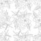 Realistic magnolia flowers bouquet seamless pattern sketch template