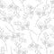 Realistic magnolia flowers seamless pattern template. Cartoon vector illustration in black and white
