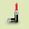 Realistic makeup cosmetics set on white background vector illustration. Lipstick pink sparkling tube, pomade