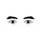 Realistic man eyes black and white vector illustration on white background