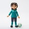 Realistic Margaret Doll: Teal Soccer Uniform, Dark Hair, Unique Design