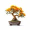 Realistic Marigold Bonsai Tree With Orange Flowers In Pot