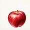 Realistic Marine Painting Of A Red Apple With Branch