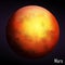Realistic Mars planet Isolated on dark background. Vector
