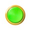 Realistic matte green button. Metal circle Ui component. Vector