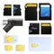 Realistic Memory Card Sim Icon Set