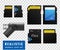 Realistic Memory Card Transparent Icon Set