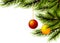 Realistic Merry Christmas ball branch pine tree