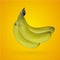 Realistic mesh banana with yellow backgrounds, vector