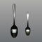 Realistic Metal Tablespoon And Teaspoon