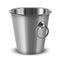 Realistic metallic champagne bucket with ring handle vector stainless pail for alcohol bottle
