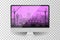 Realistic metallic modern TV monitor isolated. City under construction background