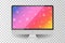 Realistic metallic modern TV monitor isolated. Glamour rainbow shining rounds background