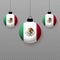 Realistic Mexico Flag with flying light balloons