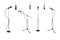 Realistic microphones. Stand mic tripod. Hanging on wire mike. Vintage stage stick. Karaoke studio. Professional concert