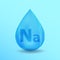 Realistic Mineral drop Na Sodium design. Blue nutrition design for beauty, cosmetic, heath advertising. Na Sodium