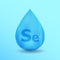 Realistic Mineral drop Se Selenium design. Blue nutrition design for beauty, cosmetic, heath advertising. Se Selenium