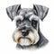 Realistic Miniature Schnauzer Puppy Dog Portrait - A Charming Canine Masterpiece.