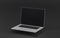 Realistic modern computer laptop 3d 16-Inch isolate on black background, mock-up device notebook display highly detailed