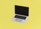 Realistic modern computer laptop 3d 16-Inch isolate on yellow background, mock-up device notebook display highly detailed resoluti