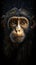 Realistic Monkey on Dark Background AI Generated