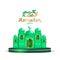 Realistic mosque on podium for ramadan kareem background