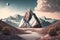 Realistic mountain travelling concept, Stunning landscape pastel color background. Created with Generative Ai