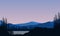 Realistic mountain view from the lakeside at dusk at night. Vector illustration