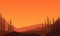 Realistic mountains views and silhouettes of pine trees at dusk from the out of the city. Vector illustration