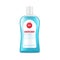 Realistic mouthwash bottle mockup with blue liquid