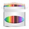 realistic multi colored pencils. various colored pencils in a white box. colored pencils
